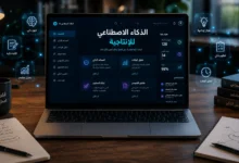 لوحة تحكم للذكاء الاصطناعي للإنتاجية داخل مساحة عمل حديثة