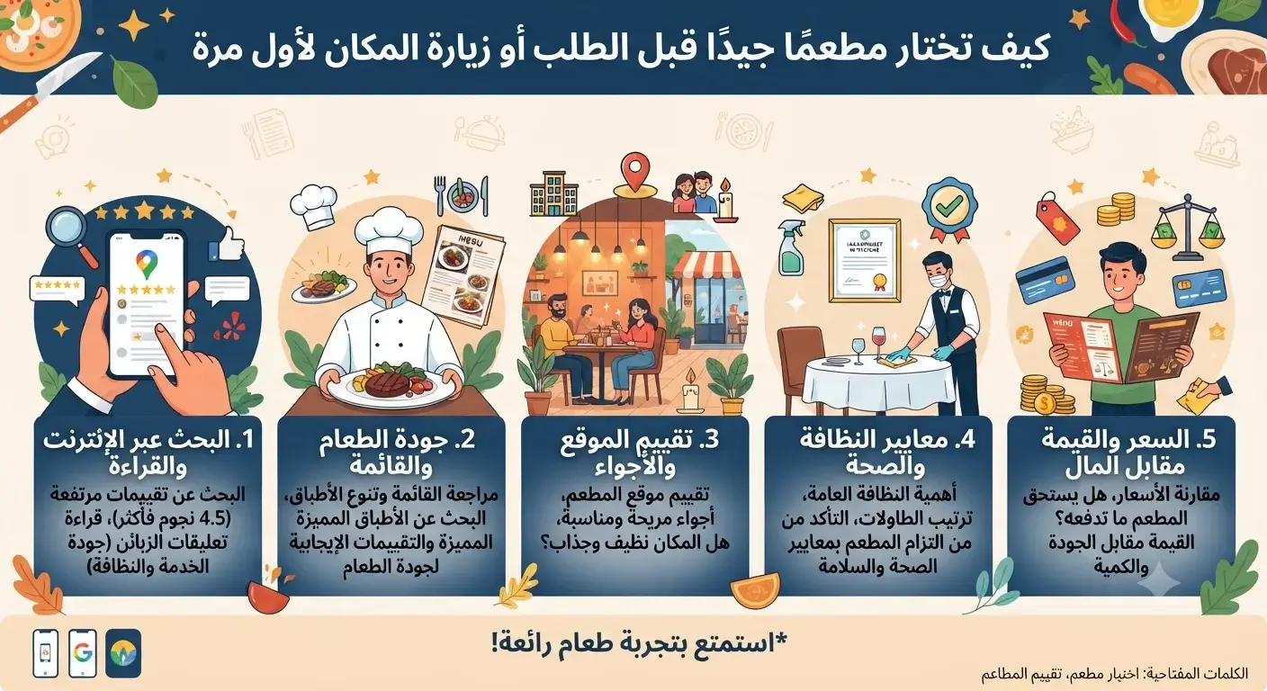 كيف تختار مطعمًا جيدًا قبل الطلب أو زيارة المكان لأول مرة