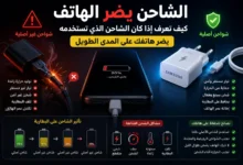 مقارنة بين الشاحن الأصلي والشاحن غير الأصلي توضح تأثير الشاحن الذي يضر الهاتف على البطارية وأداء الشحن مع نصائح لحماية الجهاز.