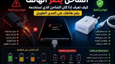 مقارنة بين الشاحن الأصلي والشاحن غير الأصلي توضح تأثير الشاحن الذي يضر الهاتف على البطارية وأداء الشحن مع نصائح لحماية الجهاز.