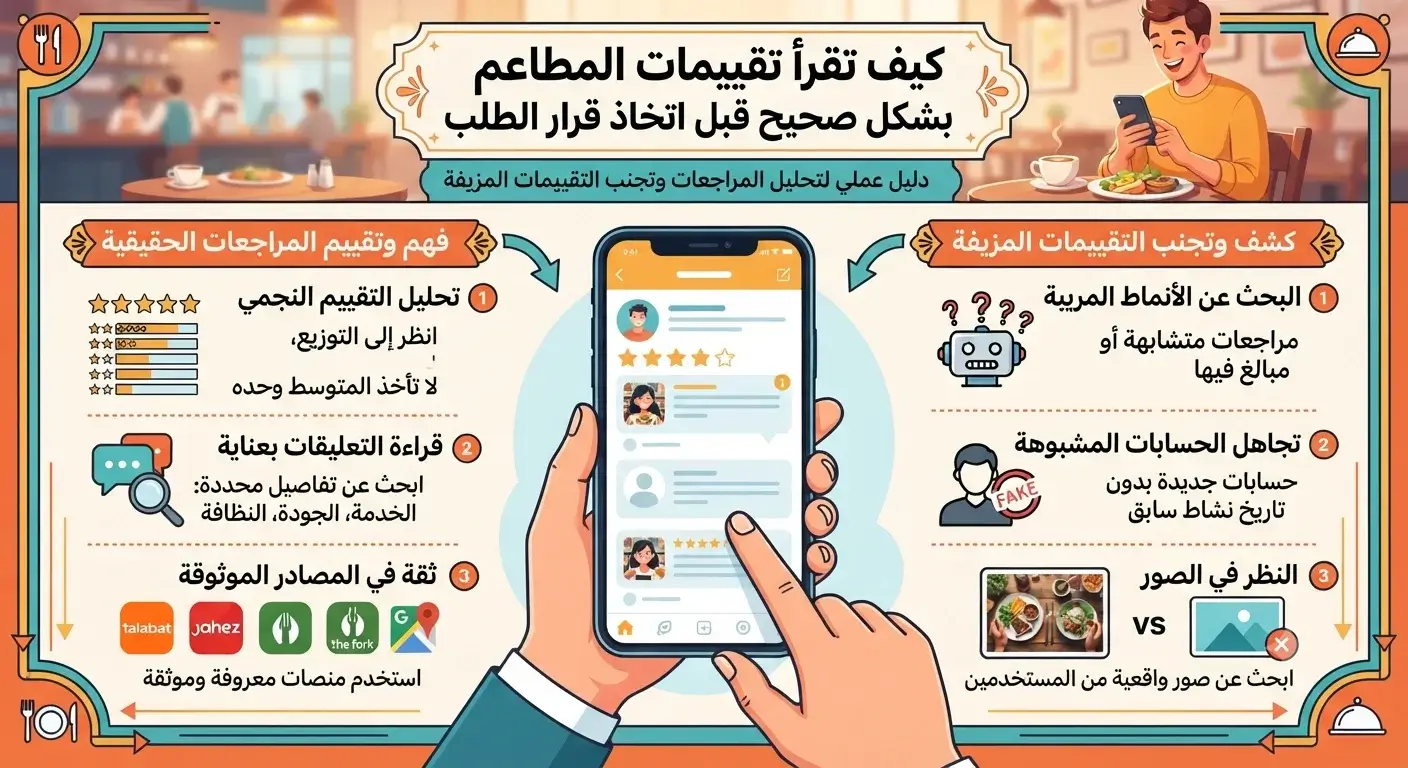 كيف تقرأ تقييمات المطاعم بشكل صحيح قبل اتخاذ قرار الطلب