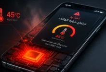 مؤشر لدرجة الحرارة وتأثير حراري يوضح سخونة المعالج في بيئة تقنية حديثة.