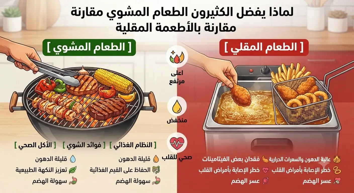 لماذا يفضل الكثيرون الطعام المشوي مقارنة بالأطعمة المقلية؟