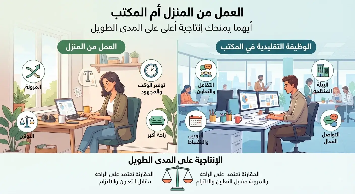 العمل من المنزل أم المكتب أيهما يمنحك إنتاجية أعلى على المدى الطويل؟